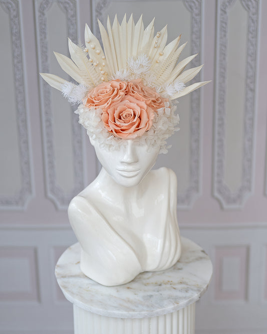 Handmade Ceramic Vase - Preserved Blooms- Peach Rose