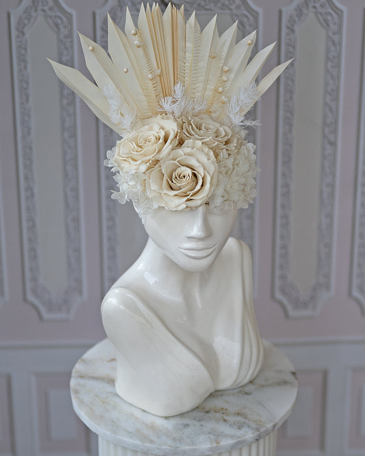 Handmade Ceramic Vase - Preserved Blooms - White rose